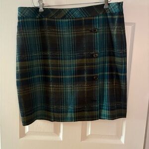 NWOT JJill Teal Plaid Mini Skirt